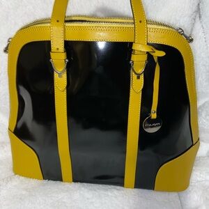 Pulicati Glossy Black and Yellow Satchel